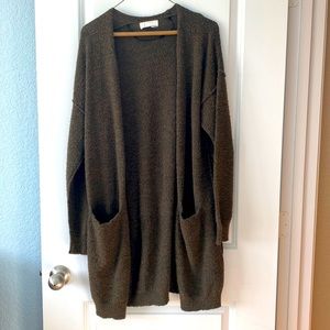 Anthropologie Long Brown/Green Cardigan Sweater M